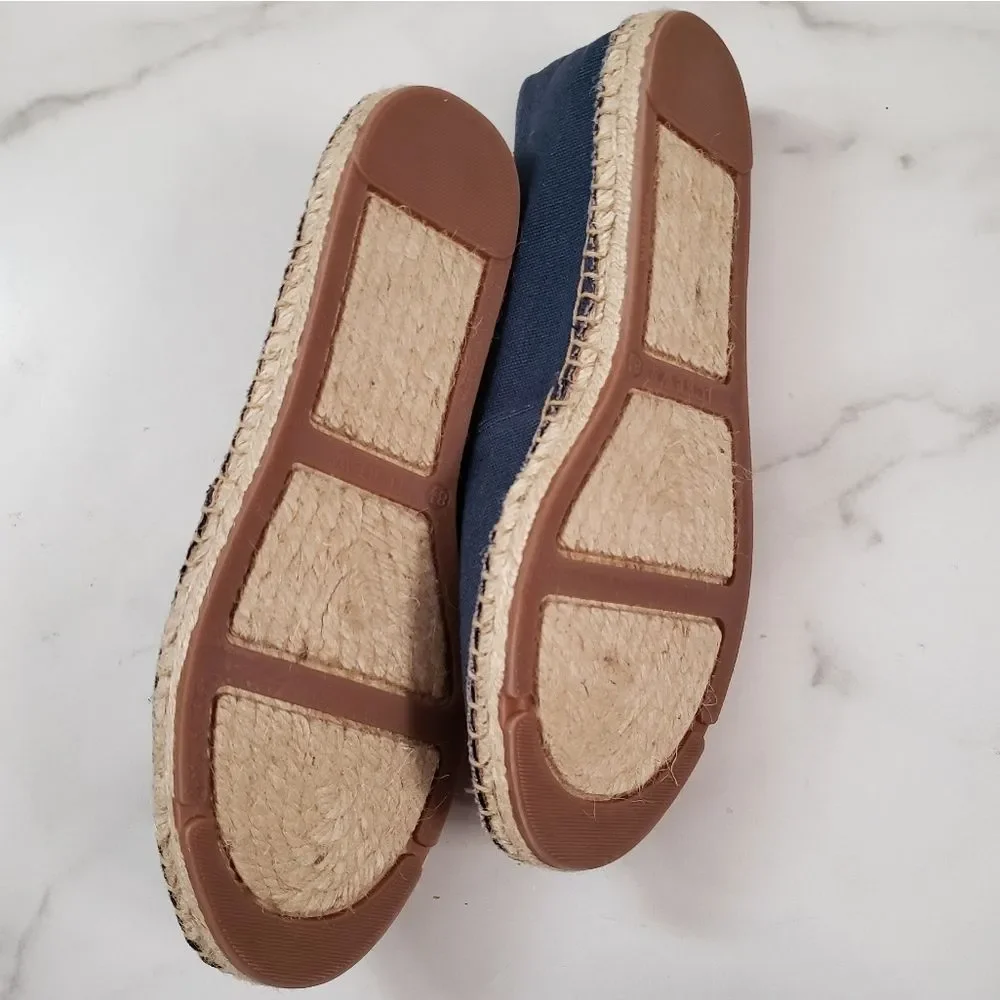 JCrew Embroidered Oranges espadrilles Flats Blue Size 8.5 AX845